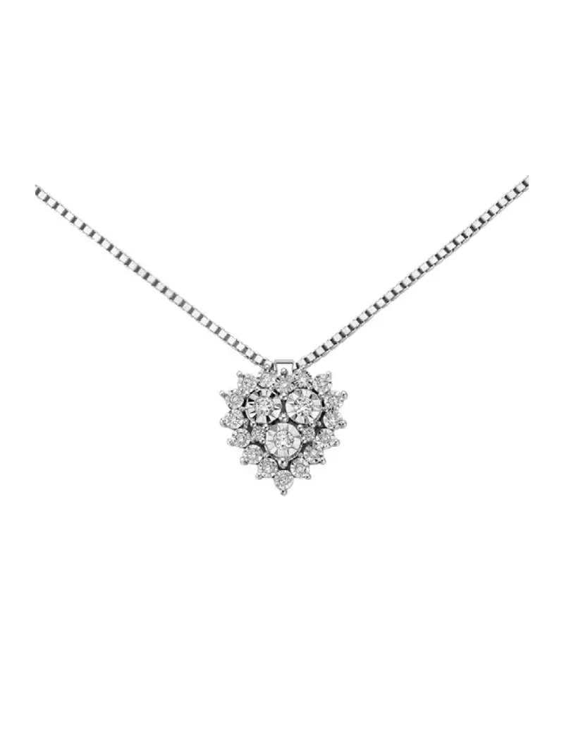 Collana da Donna Cuore in Oro Bianco e Diamanti ct0.11 Donna Oro