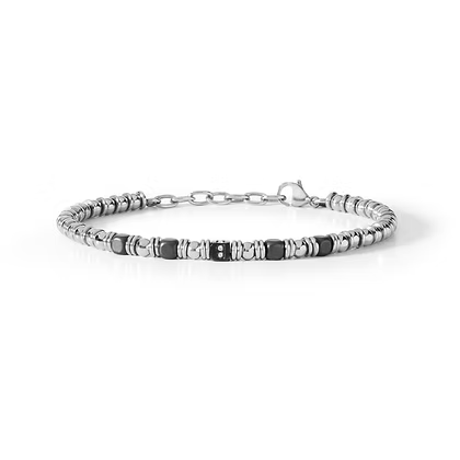 Bracciale da Uomo in acciaio onice nero e zirconi bianchi Comete COM UBR884
