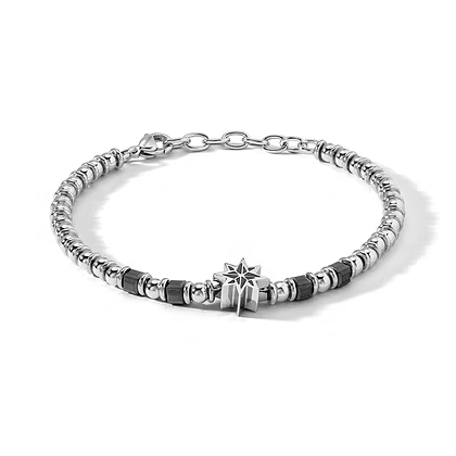 Bracciale da Uomo in acciaio Rosa dei Venti ed Ematite grigia Comete COM UBR1265