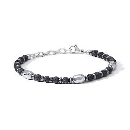 Bracciale da Uomo in acciaio con Pietra Lavica ed Ematite Comete COM UBR1206