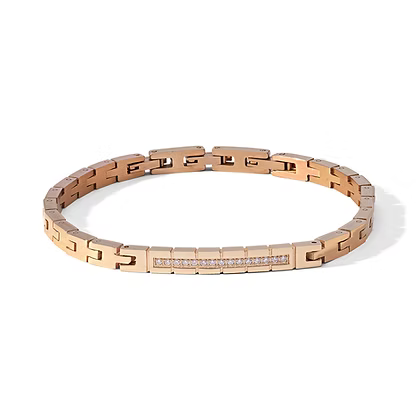 Bracciale da Uomo in Acciaio e PVD rosè e zirconi Bianchi Comete COM UBR1190