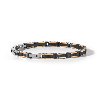 Bracciale da Uomo in  Acciaio e PVD nero e rosa Comete COM UBR890