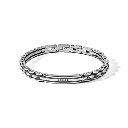 Bracciale da Uomo in  Acciaio e PVD nero e zirconi Comete COM UBR1174