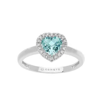 Anello in Oro Diamanti e Acquamarina Cuore Comete ANQ 313