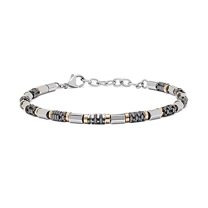 Bracciale da Uomo in acciaio satinato con Ematite e Pvd Comete COM UBR969