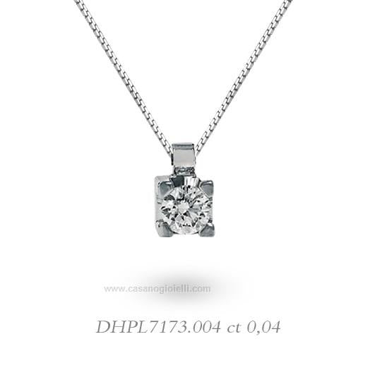 Collana da Donna Punto Luce in Oro Bianco con Diamante ct0.04 Donna Oro