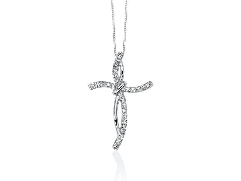 Collana da Donna con Croce in Oro Bianco 18Kt e Diamanti Miluna MIL CLD4425