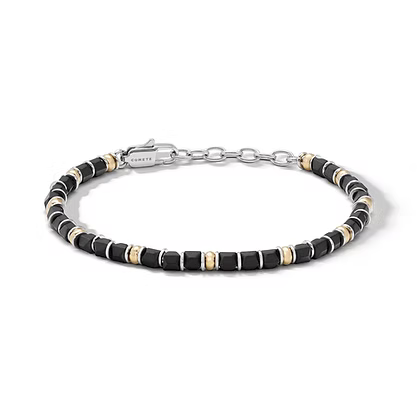Bracciale da Uomo in acciaio con ematite Nera e PVD giallo Comete COM UBR1327