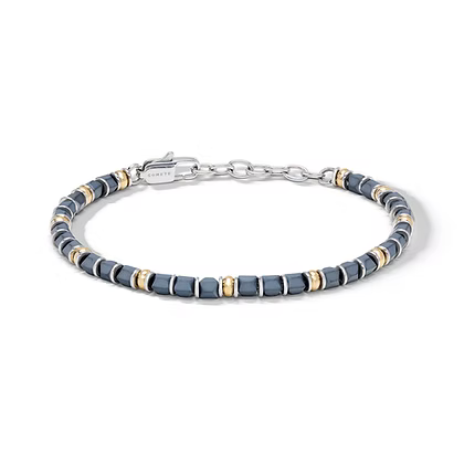 Bracciale da Uomo in acciaio con Ematite grigia e PVD giallo Comete COM UBR1328